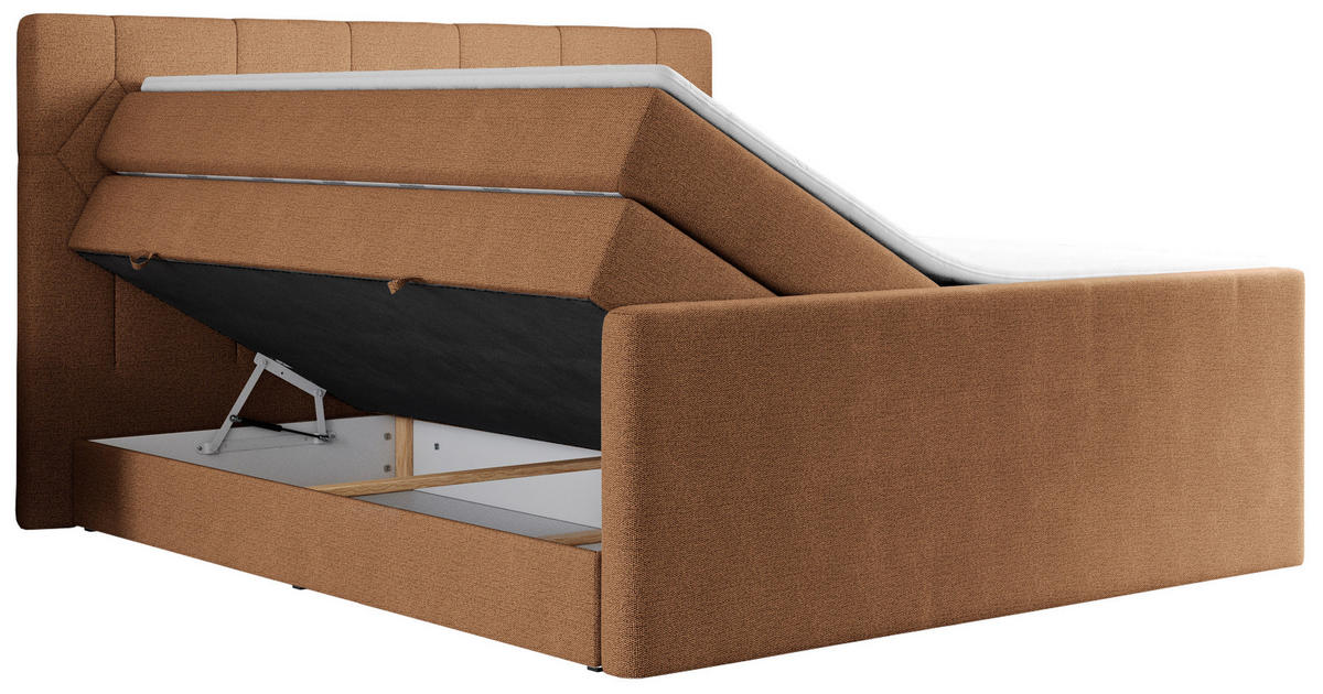 BOXSPRINGBETT KING EIGAR 140/200 Orange Struktur - H4 - Orange, Holz/Textil (140/200cm) - MKS