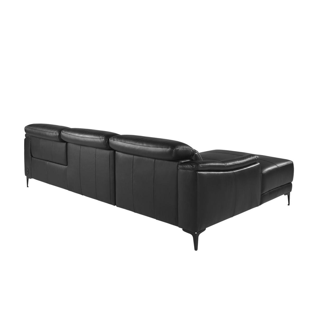 ECKSOFA Rechtes Chaiselongue-Relaxsofa aus schwarzem Leder 272/168/96 cm - Schwarz, Leder (272/168cm) - ANGEL CERDA