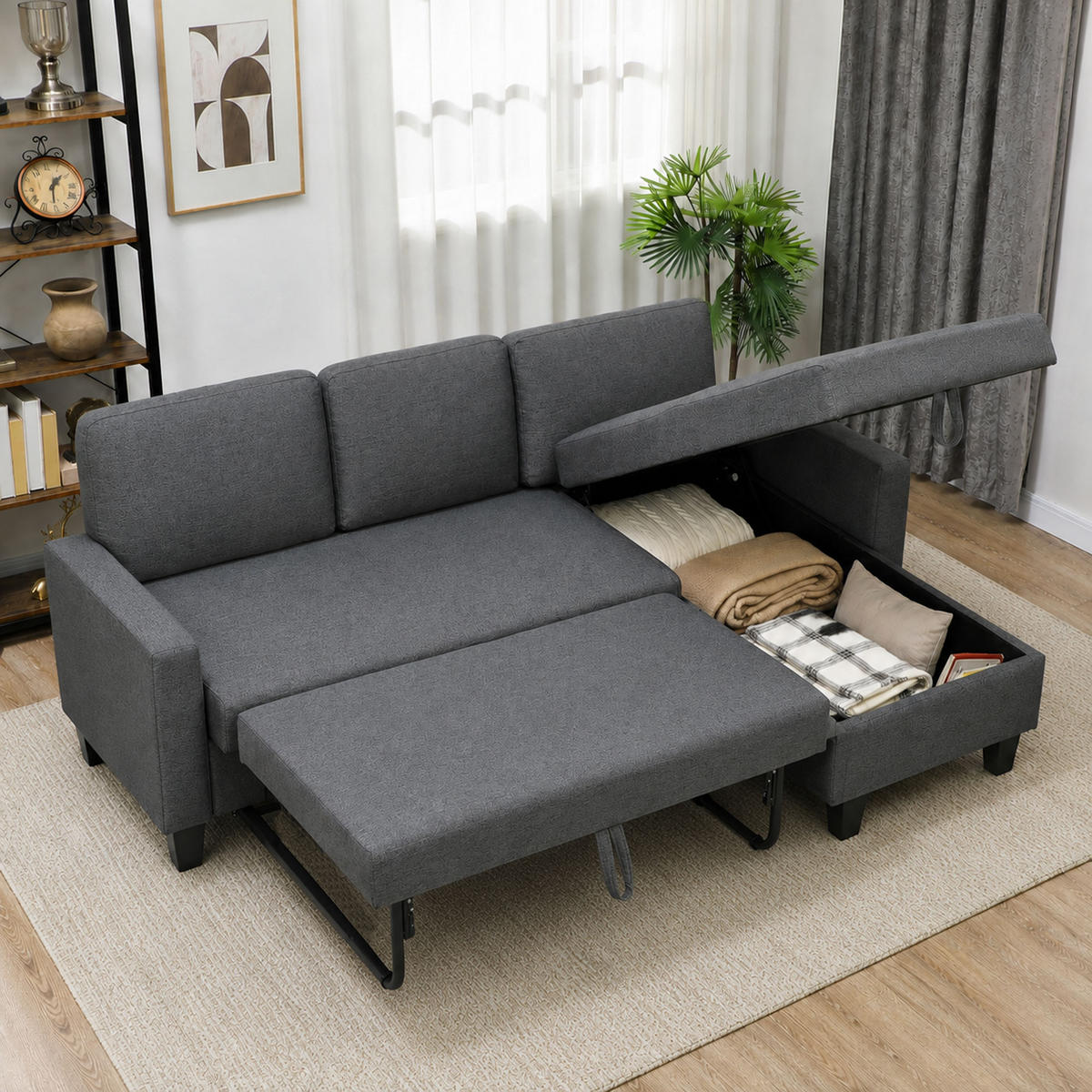 SCHLAFSOFA Dunkelgrau 197.0/129.0/85.0cm - Dunkelgrau, Textil (129/85/197cm)