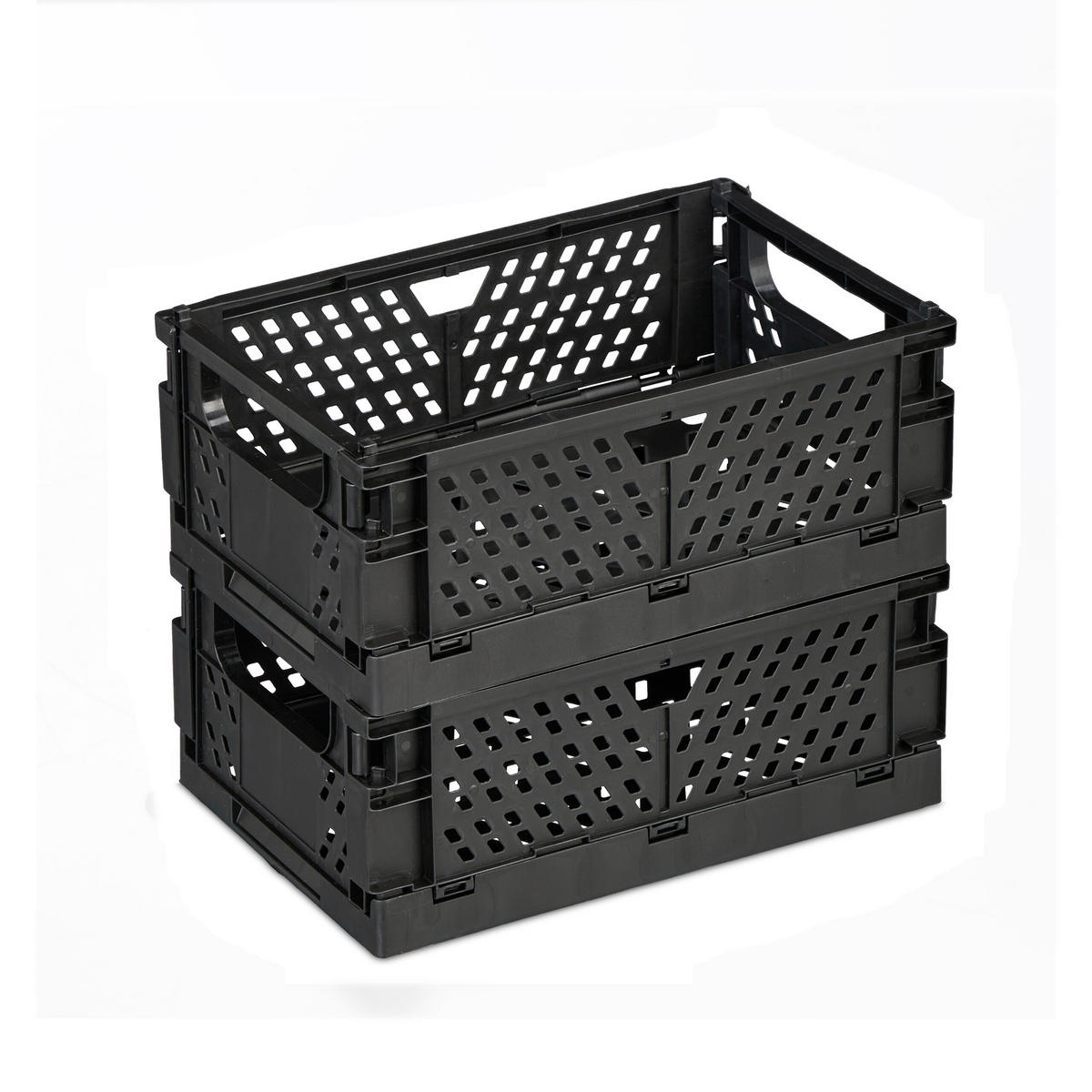 2XKLAPPBOX - Schwarz, Kunststoff (25/10/16.5cm) - Relaxdays