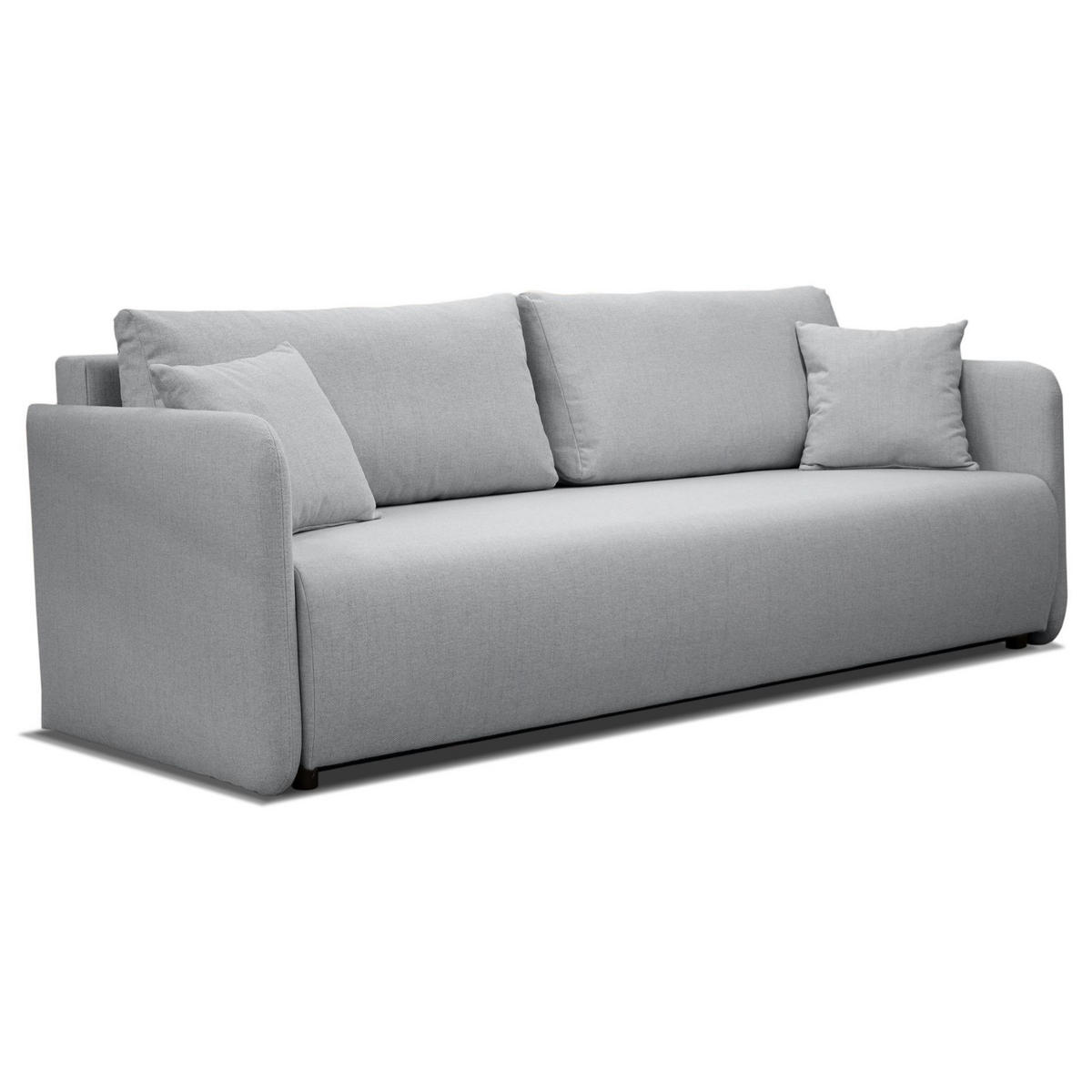 SOFA Anvio Hellgrau mit Schlaffunktion - Hellgrau/Schwarz, Kunststoff/Textil (220/88/100cm) - Selsey