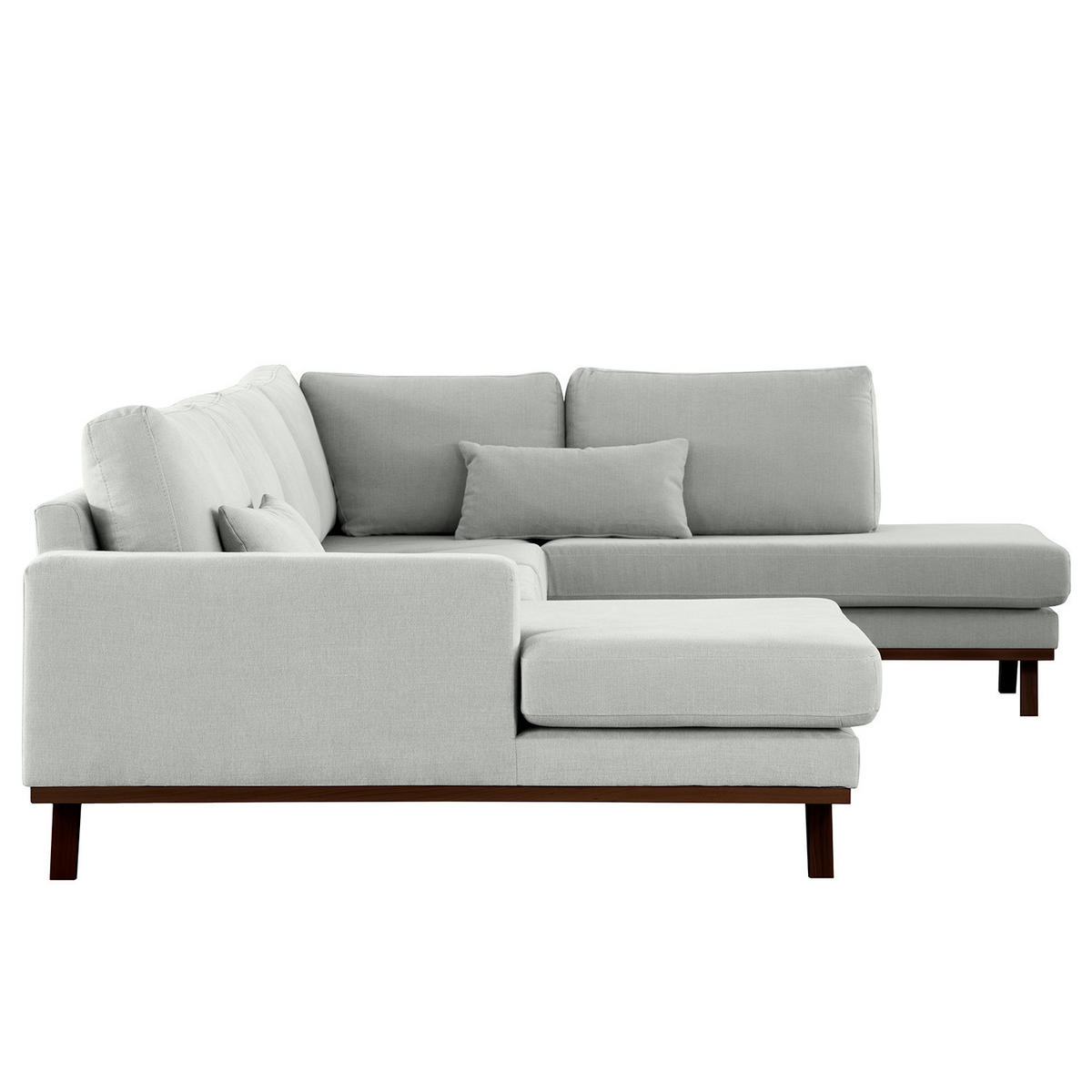 WOHNLANDSCHAFT mit Longchair - Buchefarben/Grau, Buchenholz/Textil (371/81/219cm) - home24