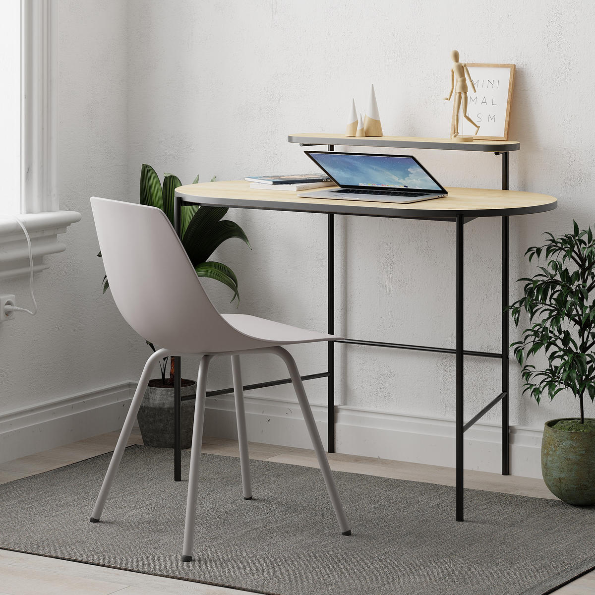 SCHREIBTISCH Loub Eiche 100/54/87 cm - Eichefarben/Schwarz, Holzwerkstoff/Metall (54/100/87cm) - Decortie
