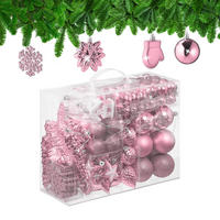100-TLG.WEIHNACHTSKUGELN-SET - Rosa, Kunststoff (30/24/12cm) - Relaxdays