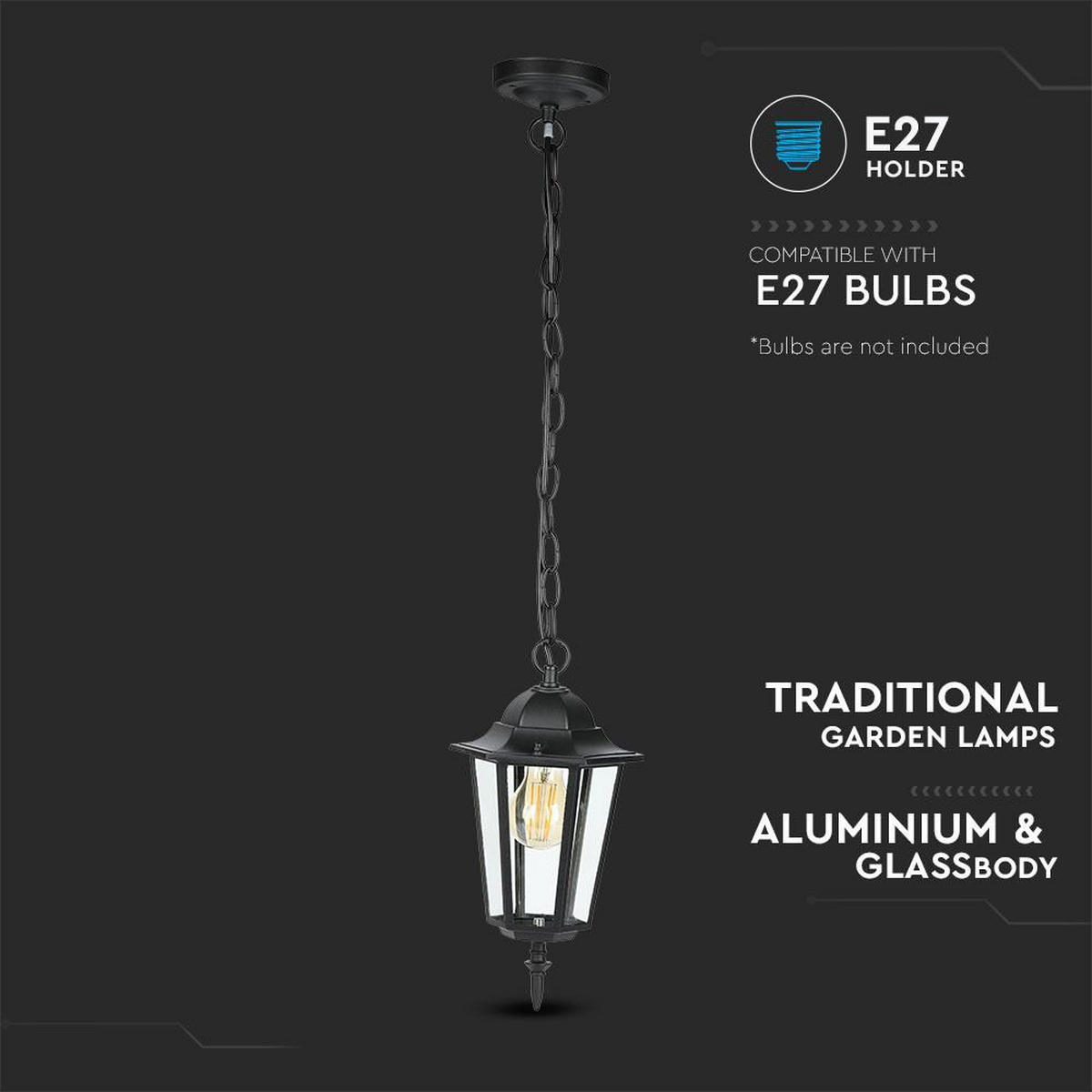 AUSSENLEUCHTE Hängeleuchte Schwarz Glas - Schwarz, Glas (17/17/84cm)