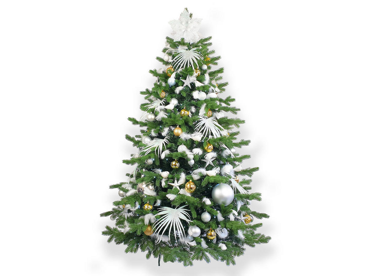 LAALU CHRISTBAUMKUGEL-SET 133 Stück in Luxusbox POLAR GOLD für Weihnachtsbäume 120-210 cm - Silberfarben/Goldfarben, Glas/Kunststoff (55/50/75cm) - LAALU