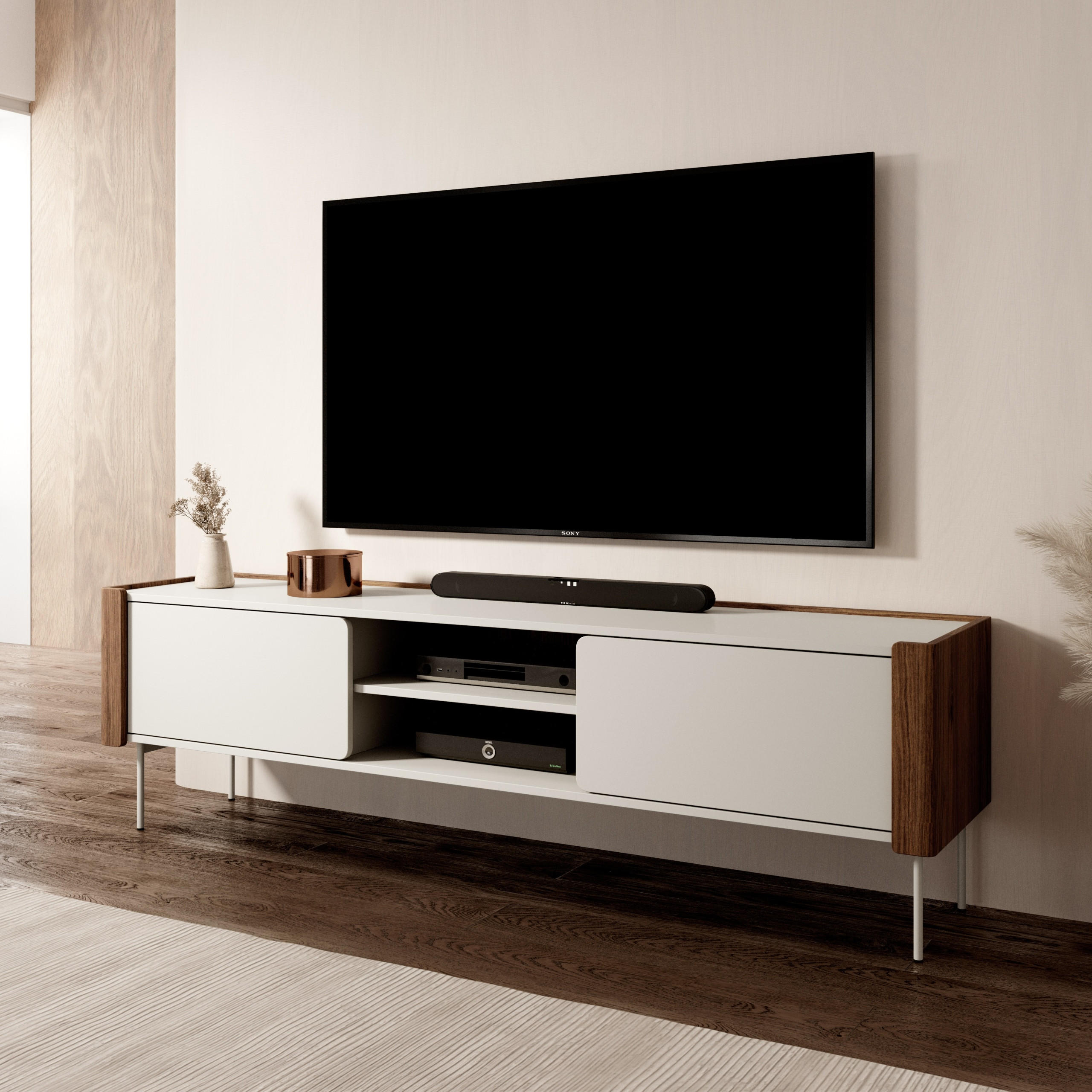 LOWBOARD AVVOLGERE 180x39x52 cm mit 2 Türen Nussbaumfarben - Kaschmir/Nussbaumfarben, Holzwerkstoff (180/52/39cm) - MASSENO