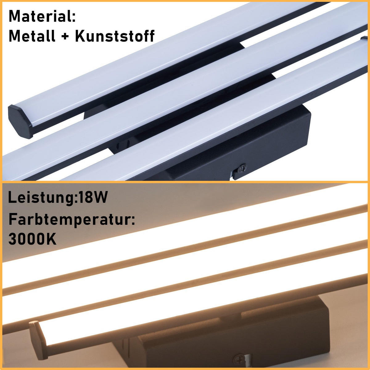 LED-DECKENLEUCHTE Machado 12/44/6cm - Schwarz, Metall (44/12/6cm) - ZMH
