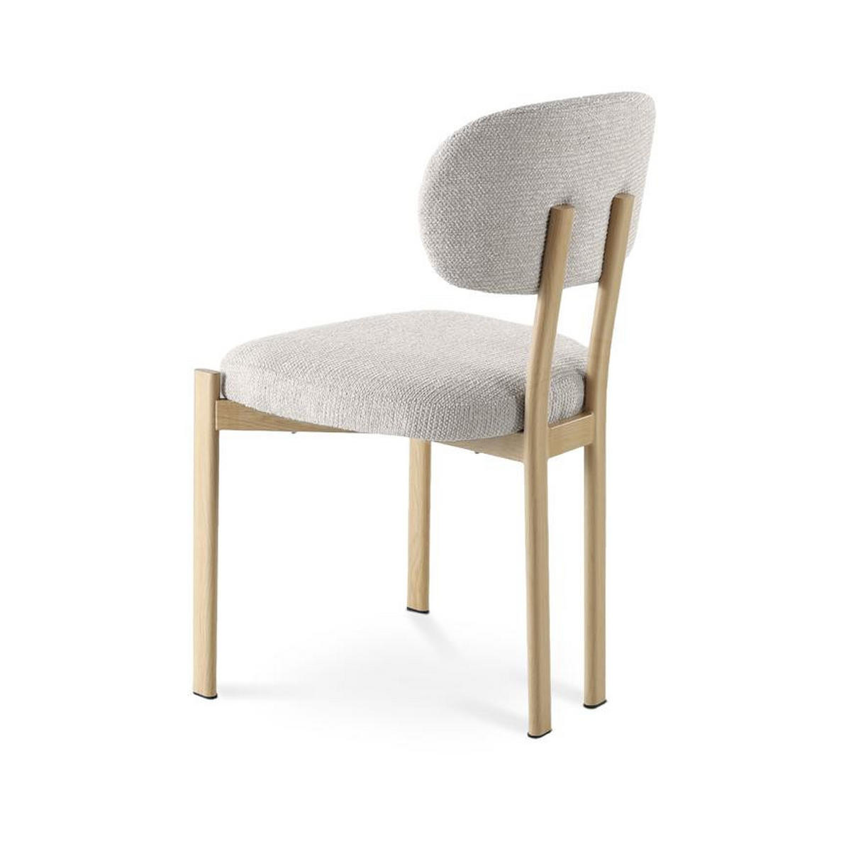 STÜHLE 4er-Set gepolstert skandinavisch mit beigefarbenem Chenille-Bezug und Beinen aus Metall in Eichenoptik – MIA - Beige/Schwarz, Textil/Metall (46.5/82/47.5cm) - Sicaan