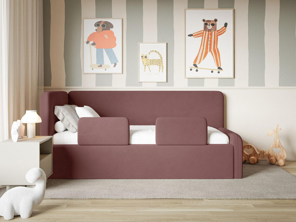 KINDERBETT Fanko Samt Rosa 90x200 cm - Pink/Schwarz, Kunststoff/Textil (90/200cm) - Selsey