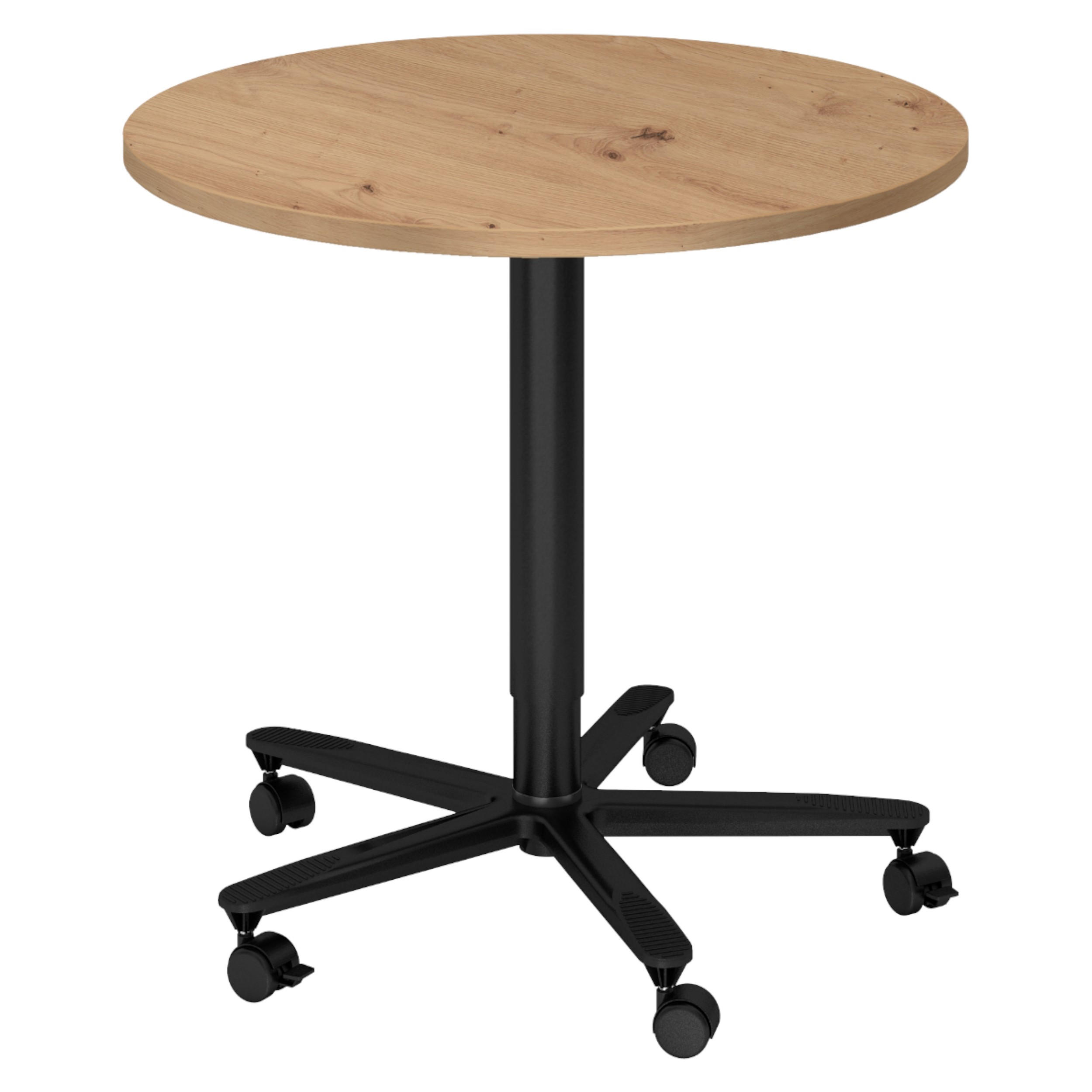 SÄULENHUBTISCH rund ST 80/80/74 cm in Wildeiche/schwarz - Wildeiche/Schwarz, Holzwerkstoff (80/80/74cm) - bümö