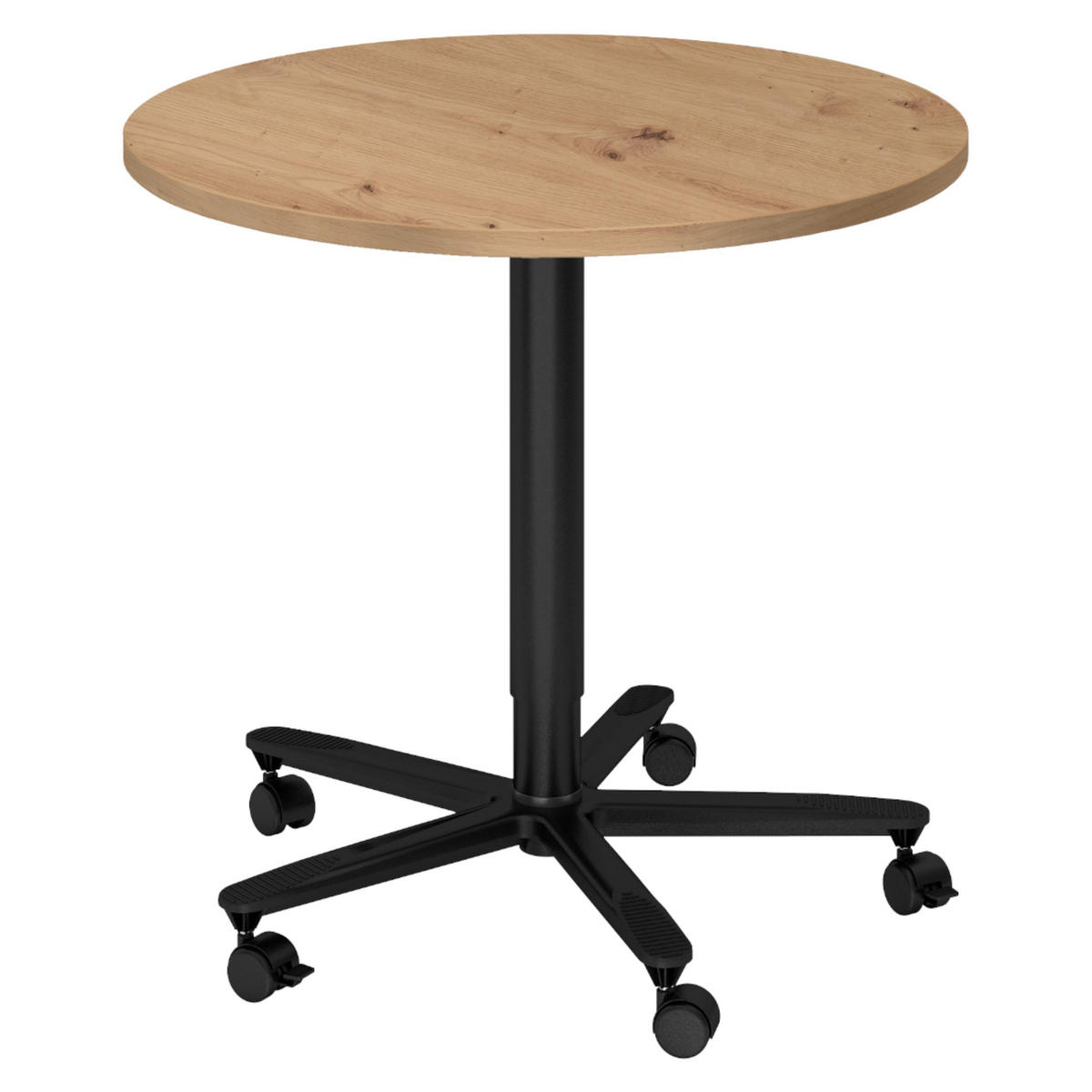 SÄULENHUBTISCH rund ST 80/80/74 cm in Wildeiche/schwarz - Wildeiche/Schwarz, Holzwerkstoff (80/80/74cm) - bümö
