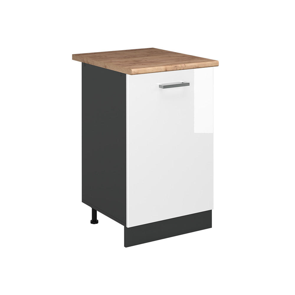 KÖKSUNDERSKÅP R-Line, Vit högblank/antracit, 50 cm Auksinis ąžuolas stalviršis Vit högglans, Antracit 81.6/50/60 cm