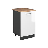 DULAP DE BAZĂ DE BUCĂTĂRIE R-Line, Alb lucios ridicat/antracit, 50 cm стільниця Золотий дуб - alb lucios/antracit, compozit lemnos (50/81.6/60cm) - Vicco
