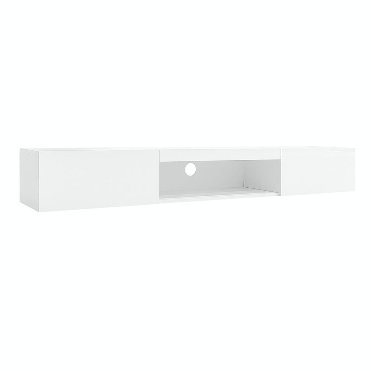 TV-SCHRANK 160x31cm wandmontierbar Hochglanzweiß LED bis 70 Zoll 30KG - Weiß, Holz (39.5/13/170.5cm) - FLIEKS