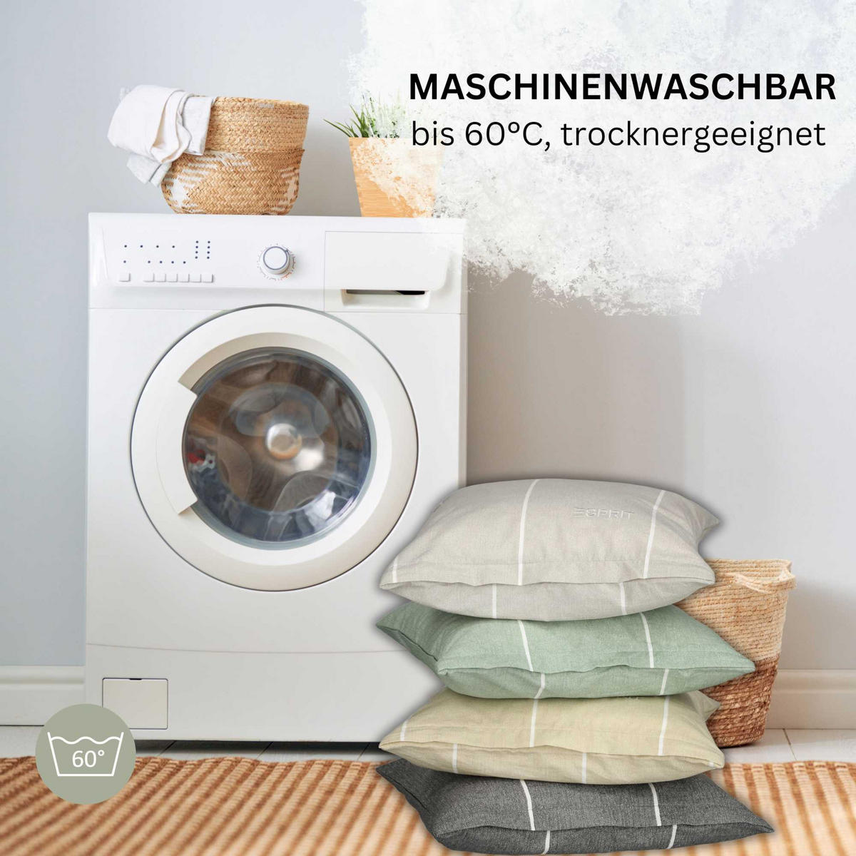 RENFORCÉ KISSENBEZÜGE HARPLINES - Anthrazit, Textil (40/40cm) - Esprit