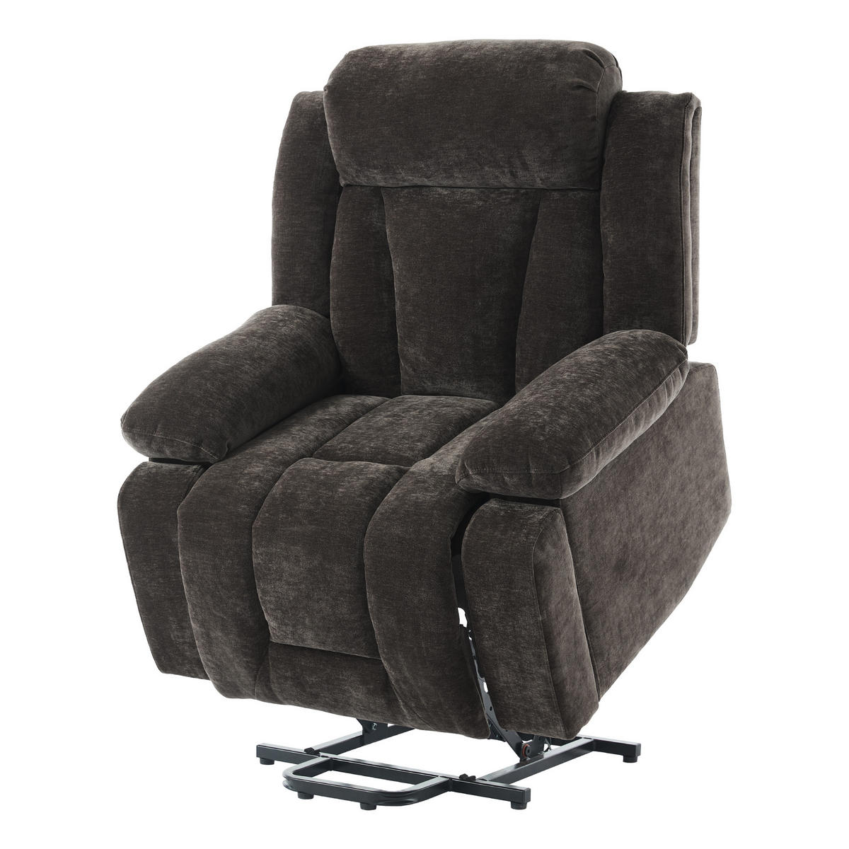 RELAXSESSEL braun mit Massage-, Heiz- und elektrischer Verstellfunktion 95 × 94 × 107 cm aus Kiefernholz, Metall und Stoff - Braun, Textil (94/107/95cm) - Luhomfu