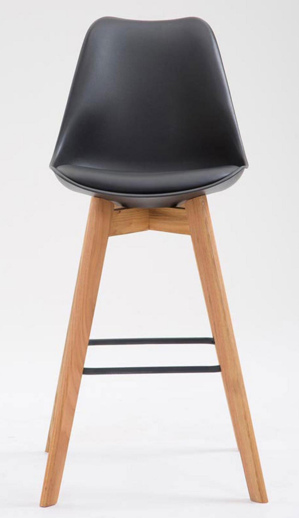 BARHOCKER 2er Set Kunststoff schwarz - Eukalyptusholzfarben/Schwarz, Holz/Kunststoff (48/112/56cm) - CLP