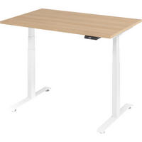 SCHREIBTISCH elektrisch 80/120/74 cm in Eichefarben/Weiß - Eichefarben/Weiß, Holzwerkstoff (80/120/74cm) - bümö