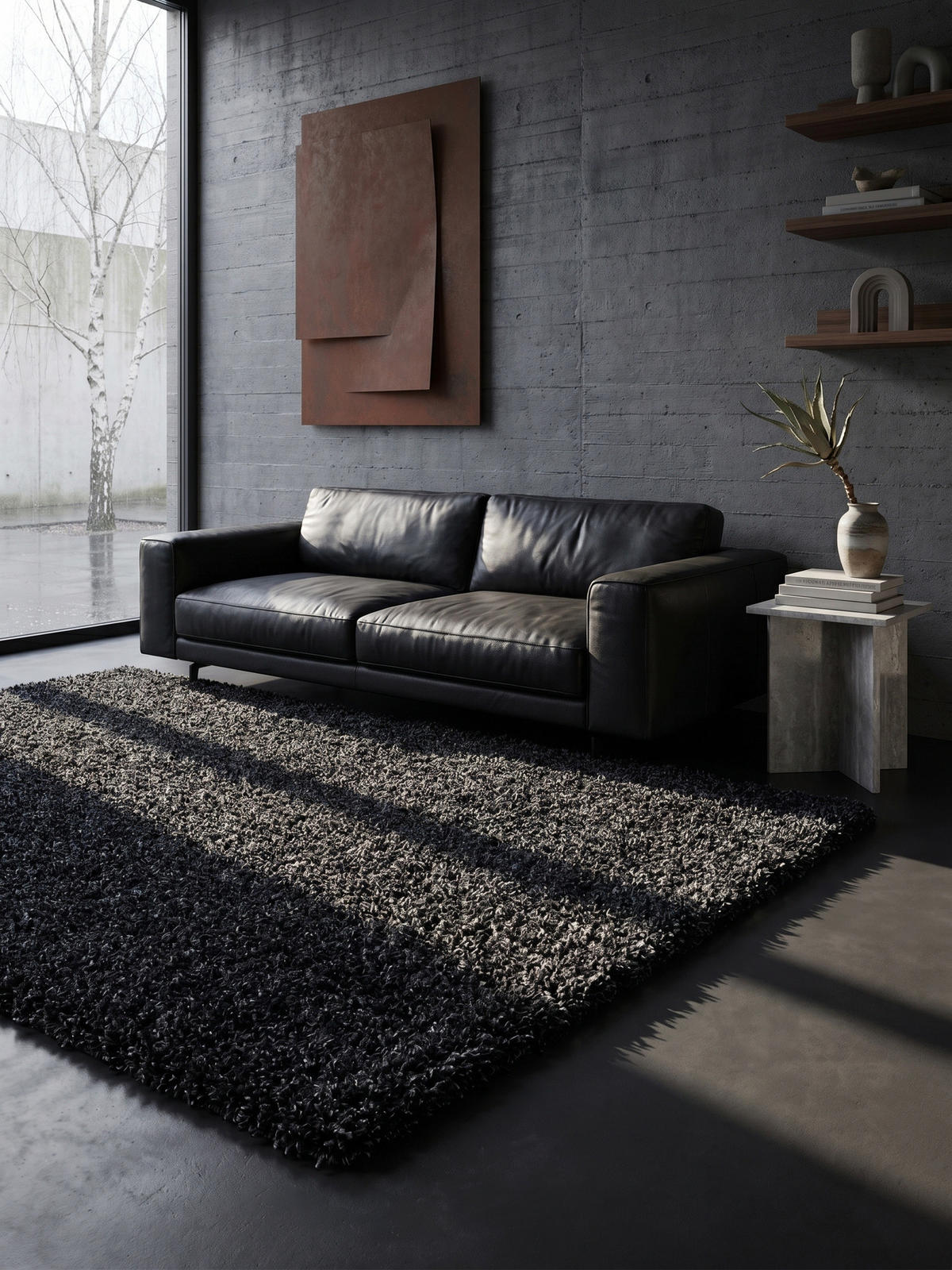 HOCHFLORTEPPICH RHEIN, einfarbig, aus Polypropylen, Anthrazit, 120 x 170 cm - Anthrazit, Textil (170/120cm) - KADIMA DESIGN