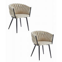 ESSZIMMERSTUHL 2-er Set MAYAN beiger Sitz, schwarze Beine - Beige/Schwarz, Textil (61/79/55cm) - Valora