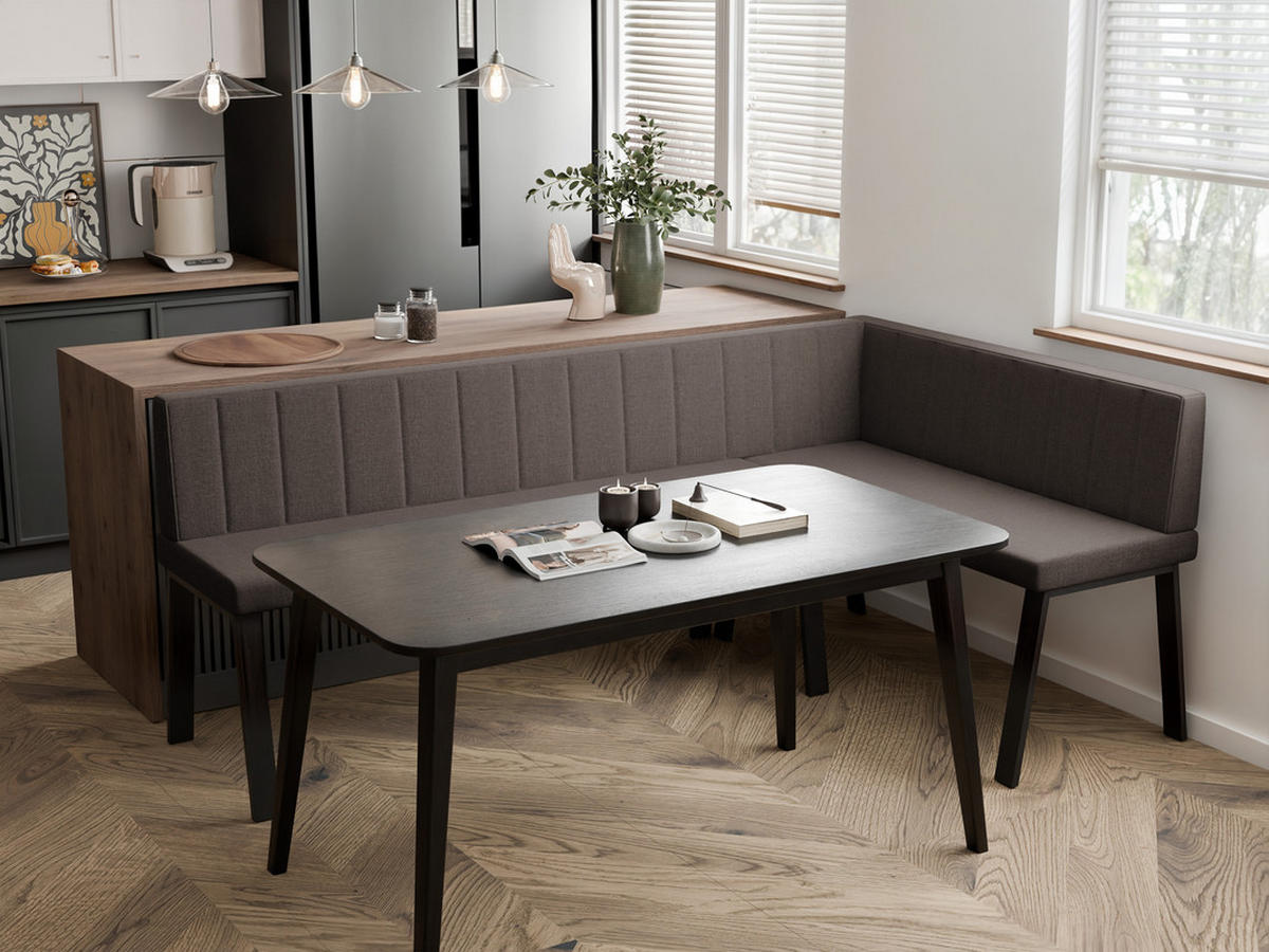 ECKBANK rechts MONO Y Webstoff gesteppt, 196/142 cm Braun - Braun, Textil/Metall (142/196cm) - Idohome