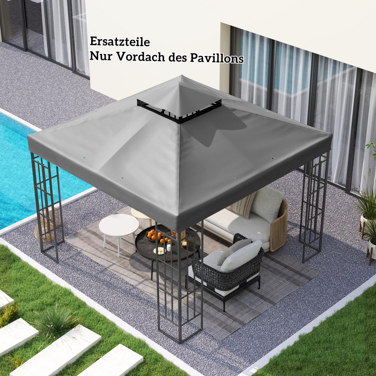ERSATZDACH für Pavillon 3 x 3 m - Dunkelgrau, Kunststoff (300/1/300cm) - Outsunny
