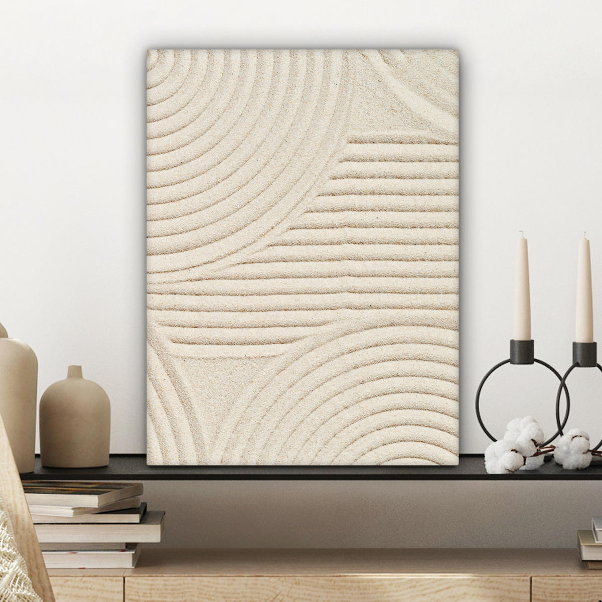 LEINWANDBILD Muster - Abstrakt - Weiß Room Decor 30x40 cm - Beige, Textil (30/40cm) - MuchoWow