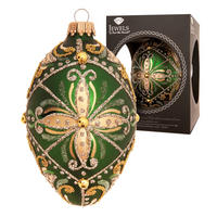 CHRISTBAUMSCHMUCK Ei-Strassdekor Byzantin Grün 10cm (Glas / 1 Stk.) - Grün, Glas (7/10/7cm) - Krebs Glas Lauscha