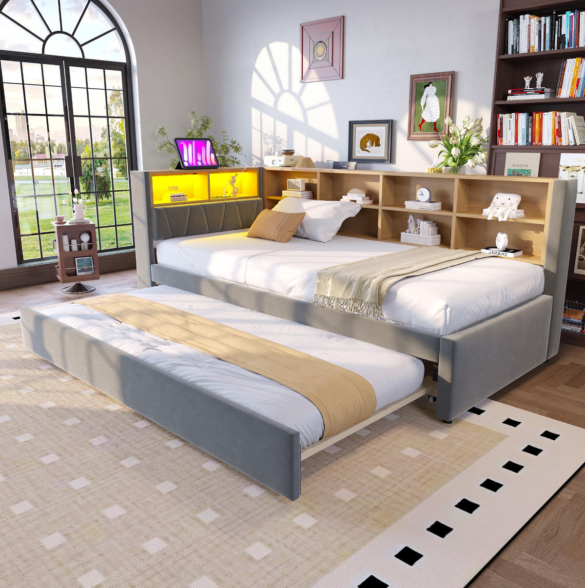 BETT 90/200 cm Dunkelgrau aus Flanell mit Bett - Dunkelgrau, Textil (90/190cm) - OKMYHOME
