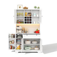 BUFFET 105/40/180 cm aus MDF mit LED-Beleuchtung und Steckdosenleiste Weiß - Weiß, Holzwerkstoff (105/180/40cm) - Modenvie