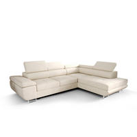 ECKSOFA PRAGA DESIGN L, Eckcouch in L-Form mit Schlaffunktion, Farbe: Beige, Velourstoff, Ottomane Universal - Beige, Textil (275/202cm) - O-Sofa