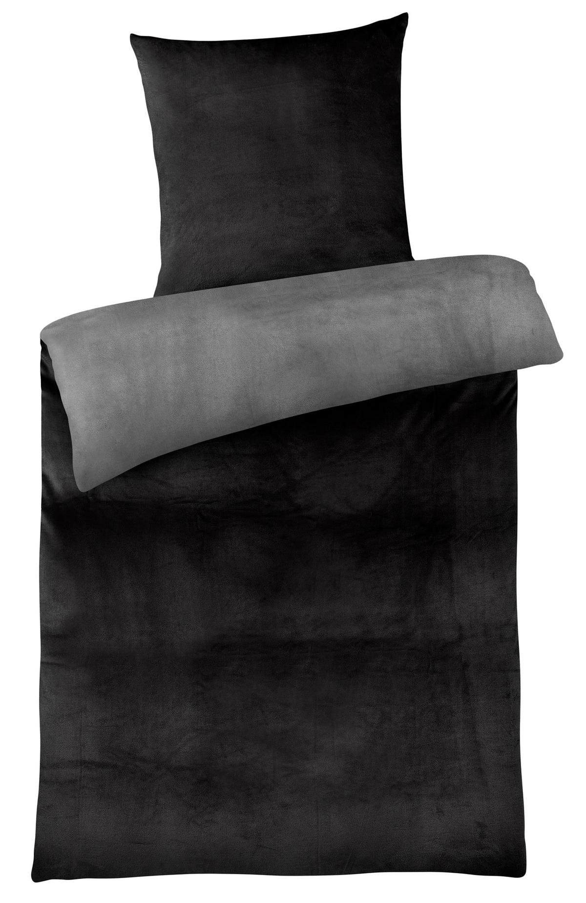 WINTER-BETTWÄSCHE 135x200 Cashmere-Touch Warmer Winter Bettbezug Kuschelig Grau Schwarz - Schwarz, Textil (135/200cm) - Carpe Sonno