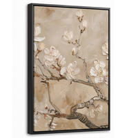 LEINWAND Bilder mit Rahmen - Blumen - Modern - Beige - Weiß - Blüte - 40x60 - Beige, Textil (40/60cm) - MuchoWow