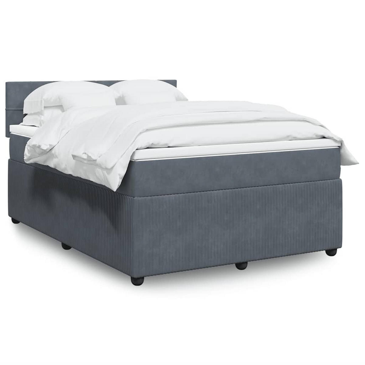 BOXSPRINGBETT 140/200 Cm Grau Samt - Grau, Textil (144/200cm) - vidaXL