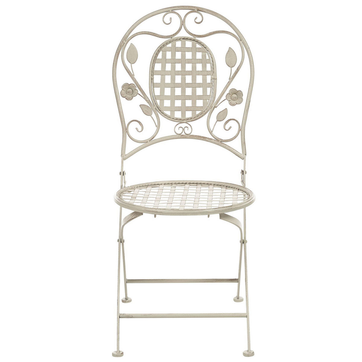 GARTENSTUHL 4er-Set Metall cremeweiß Bivio - Creme, Metall (43/93/52cm) - Beliani