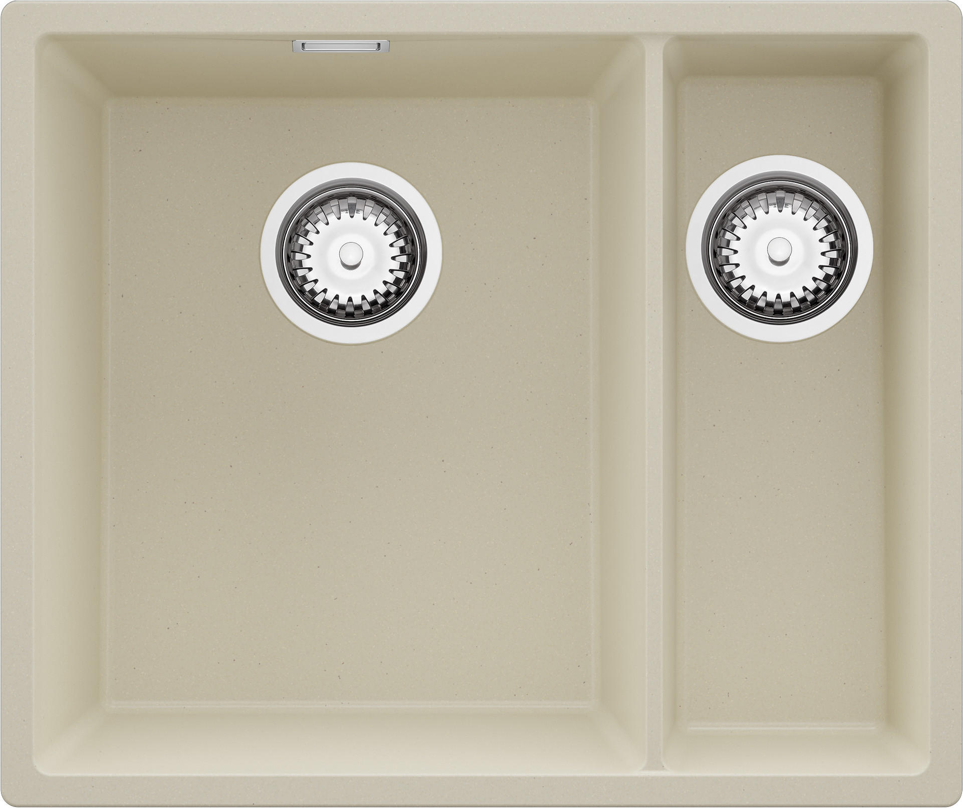 SPÜLBECKEN London Slim Duo, 2-er set Beige 56/47 cm 1,5 Becken + Ablauf-Set ab 60er Unterschrank - Chromfarben/Beige, Kunststoff (56/20/47cm) - Primagran