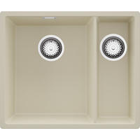 SPÜLBECKEN London Slim Duo, 2-er set Beige 56/47 cm 1,5 Becken + Ablauf-Set ab 60er Unterschrank - Chromfarben/Beige, Kunststoff (56/20/47cm) - Primagran