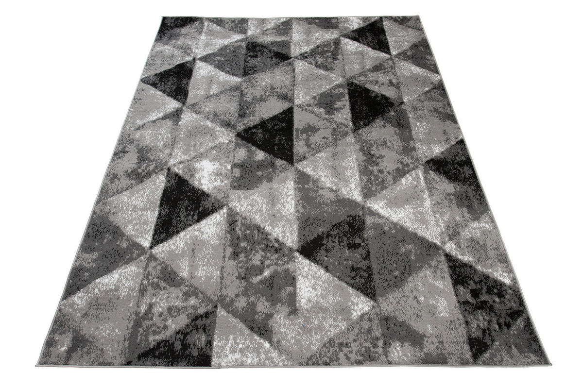 TEPPICH LUXURY Dunkelgrau Dreiecke Meliert 180/250 cm - Graphitfarben, Textil (180/250cm) - Tapiso