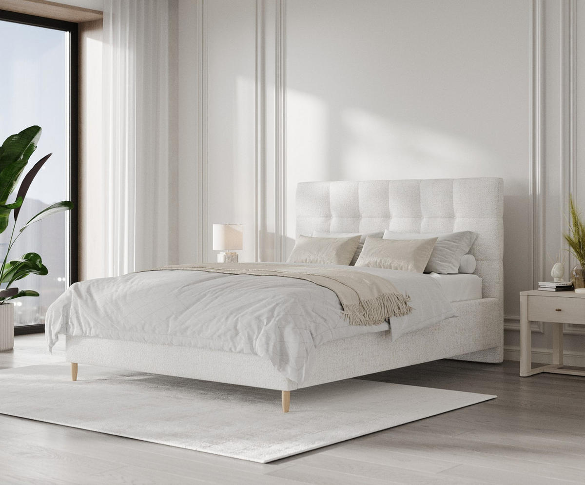 POLSTERBETT Cora 140/200 cm Creme im Neve Stoff - Creme/Naturfarben, Holz/Holzwerkstoff (140/200cm) - AltaBeds