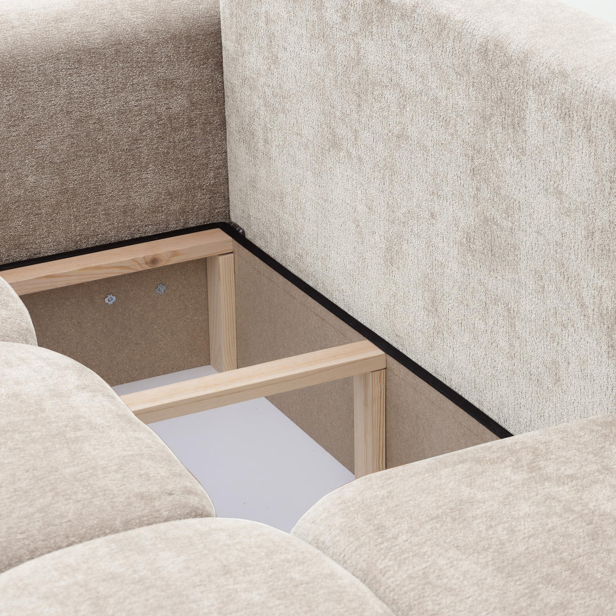 ECKSOFA BALOO mit Schlaffunktion und Bettkasten Beige - Beige, Holzwerkstoff/Kunststoff (250/90/90cm) - Idohome