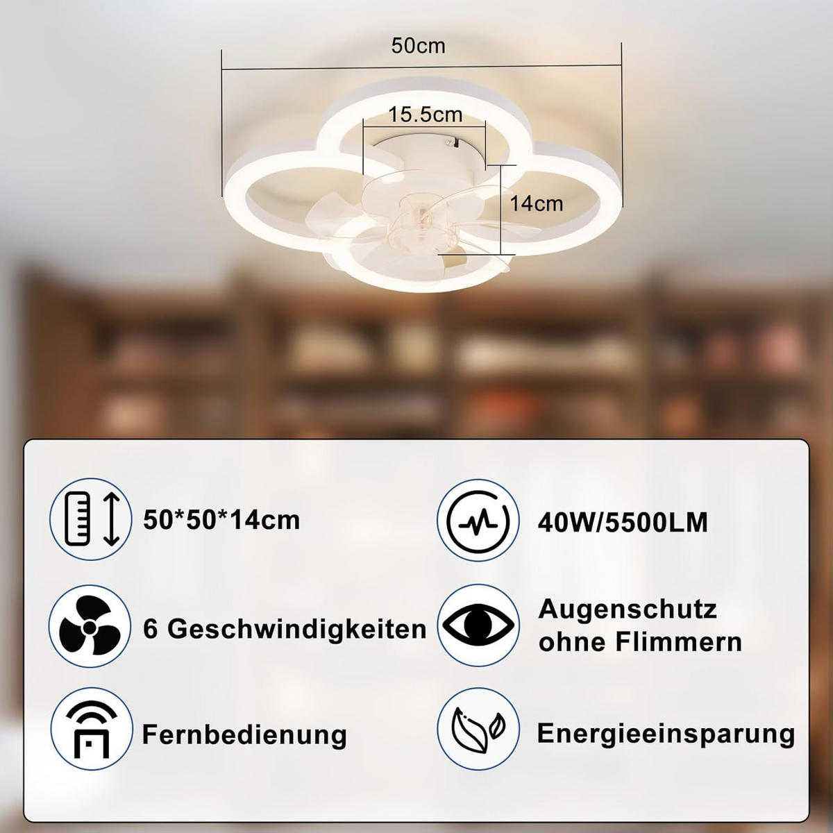 LED-DECKENLEUCHTE Ulvarn 50/50/14 cm - Weiß, Metall (50/50/14cm) - ZMH