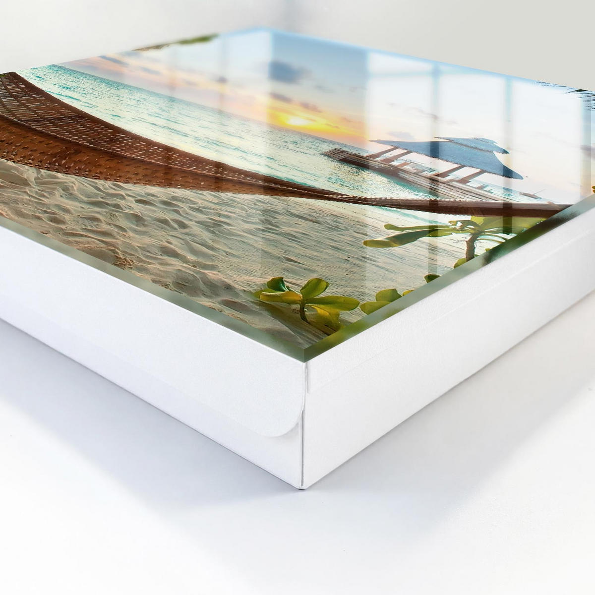 SCHLÜSSELBOX Weiß 30x30 cm – Türöffnung nach rechts - Strandentspannung - Blau, Metall (30/30/5cm) - TULUP