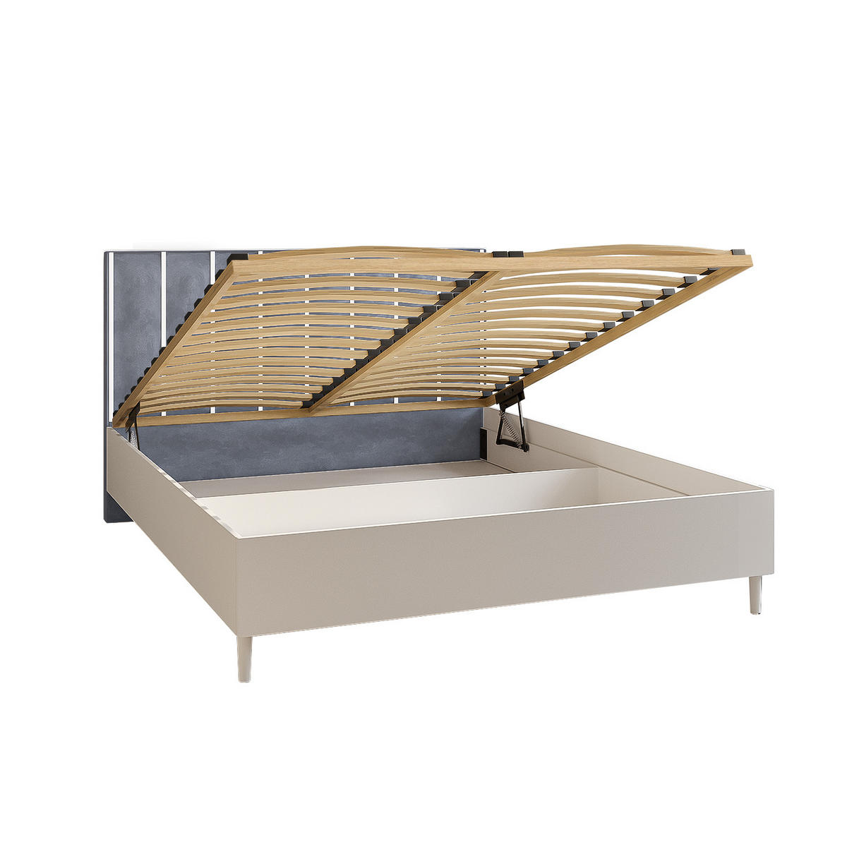 DOPPELBETT Luk I 160/200 cm ohne Matratze, Lattenrost, Bettkasten, weiß, grau - Weiß/Grau, Kunststoff (160/200cm) - Margaret Hadas24