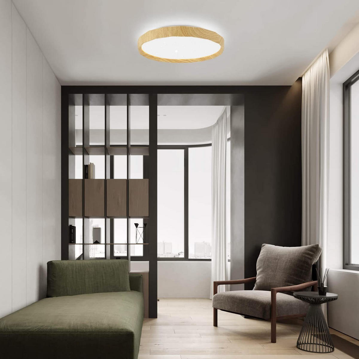 LED-DECKENLEUCHTE Richard 40 cm - Ahornfarben, Kunststoff (40/40/6.5cm) - Nettlife