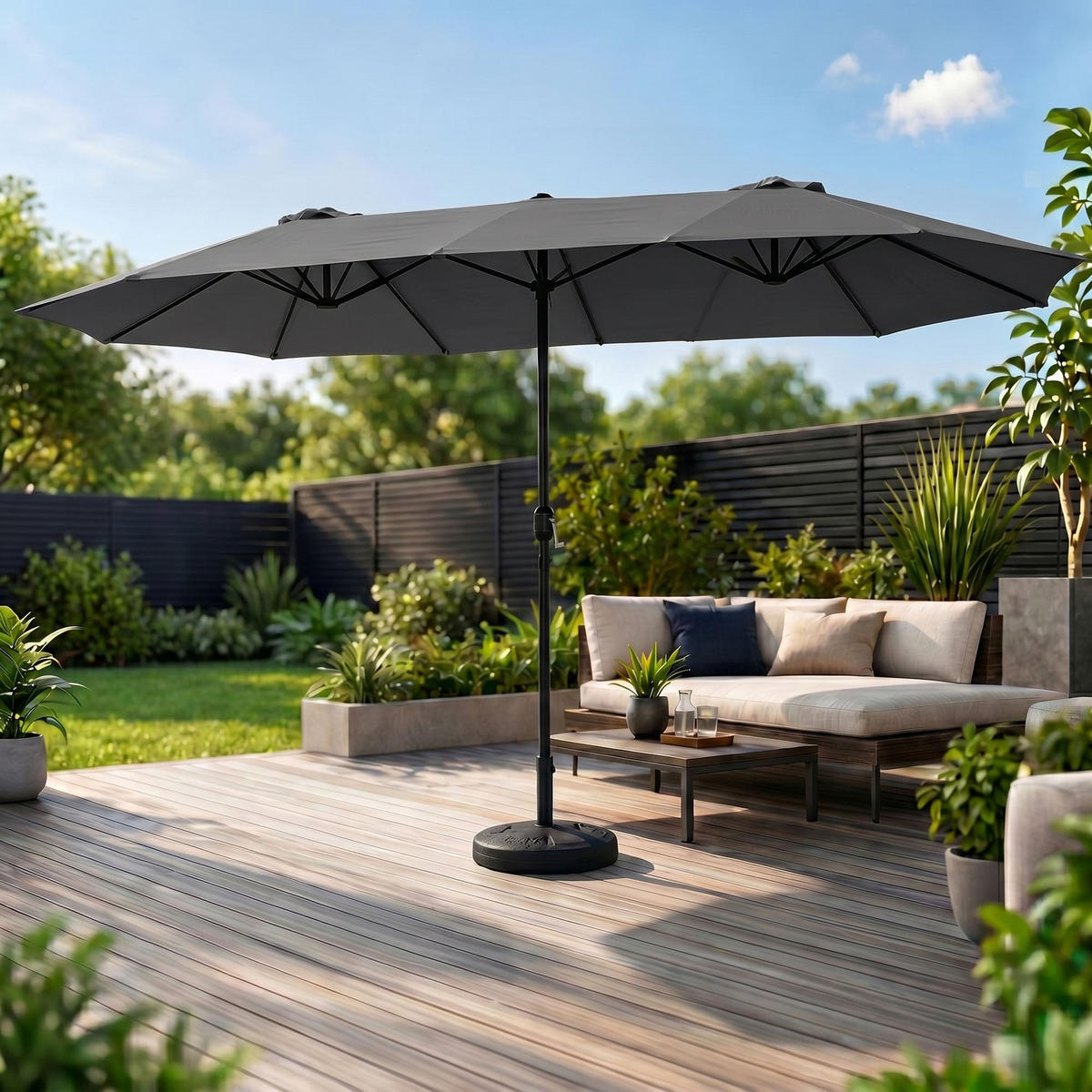 SONNENSCHRIM Grau 245/460 cm - Schwarz/Grau, Metall (460/270cm) - Akord