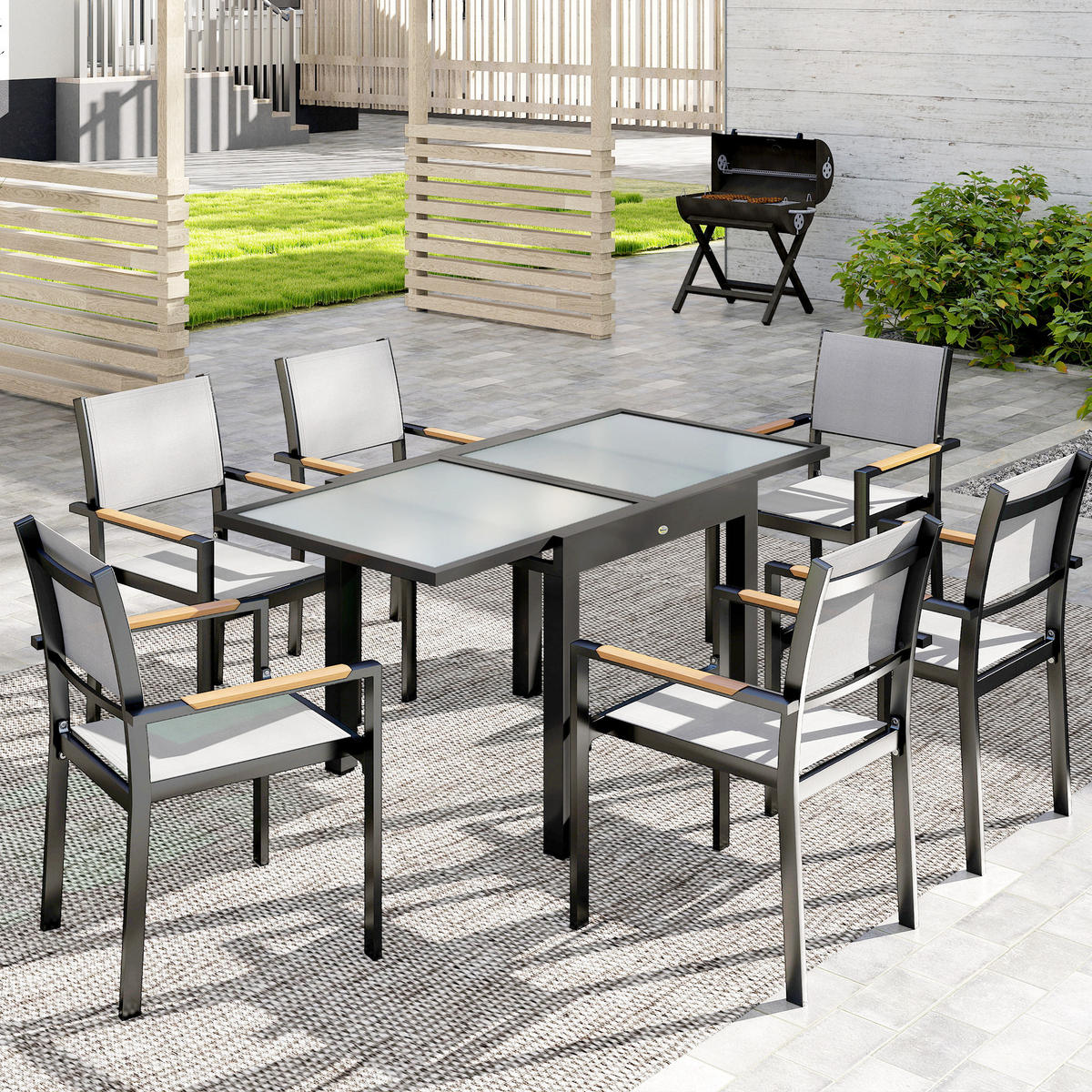 GARTENTISCH ausziehbar Aluminium 160x80 cm Wetterfest Buffettisch rutschfest - Schwarz, Metall (160/80/75cm) - Outsunny