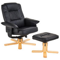 RELAXSESSEL KUNSTLEDER, SET MIT HOCKER CHARLY - Schwarz, Textil (76/87/61cm) - IDIMEX