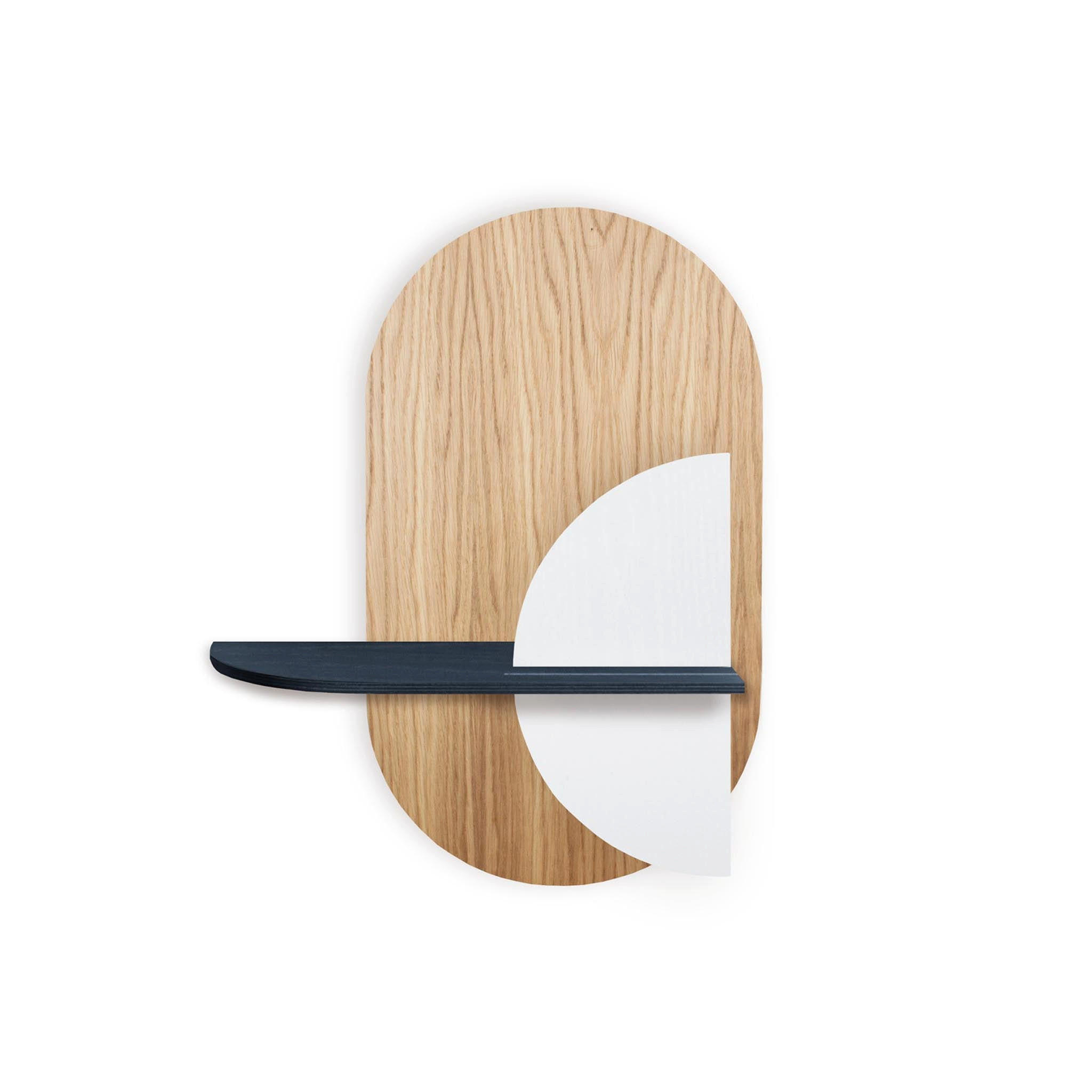 REGAL Alba Oval - Blau/Eichefarben, Holz (60/72/17cm) - Woodendot