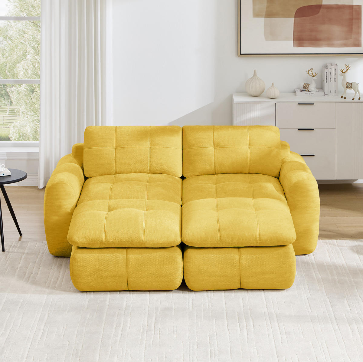 SOFA 194/160/68 cm in Gelb aus Chenille, frei kombinierbar - Gelb, Textil (160/68/194cm) - Flora Grace